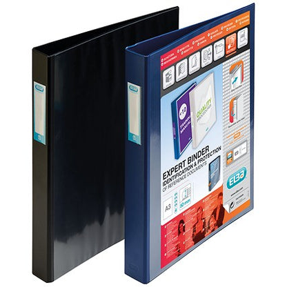 Elba Vision Ring Binder, A3, 4 D-Ring, 30mm Capacity, Portrait, Black