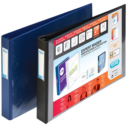 Elba Vision Ring Binder, A3, 4 D-Ring, 30mm Capacity, Landscape, Black