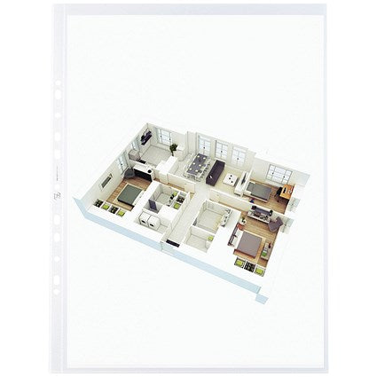 Oxford A3 Portrait Punched Pockets, 120 Micron, Top Opening, Pack of 100