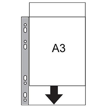 Oxford A3 Portrait Punched Pockets, 120 Micron, Top Opening, Pack of 100