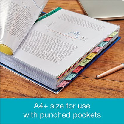 Elba Recycled Subject Dividers, Extra Wide, 10-Part, Blank Multicolour Tabs, A4, Multicolour