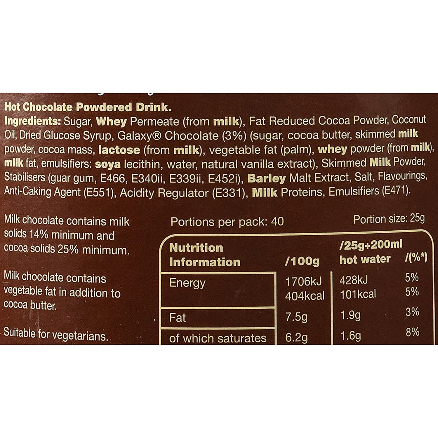 Galaxy Instant Hot Chocolate, 1kg Easy2Order : BZ10551