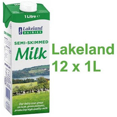 Lakeland Semi-Skimmed Longlife Milk Cartons, 1 Litre, Pack of 12