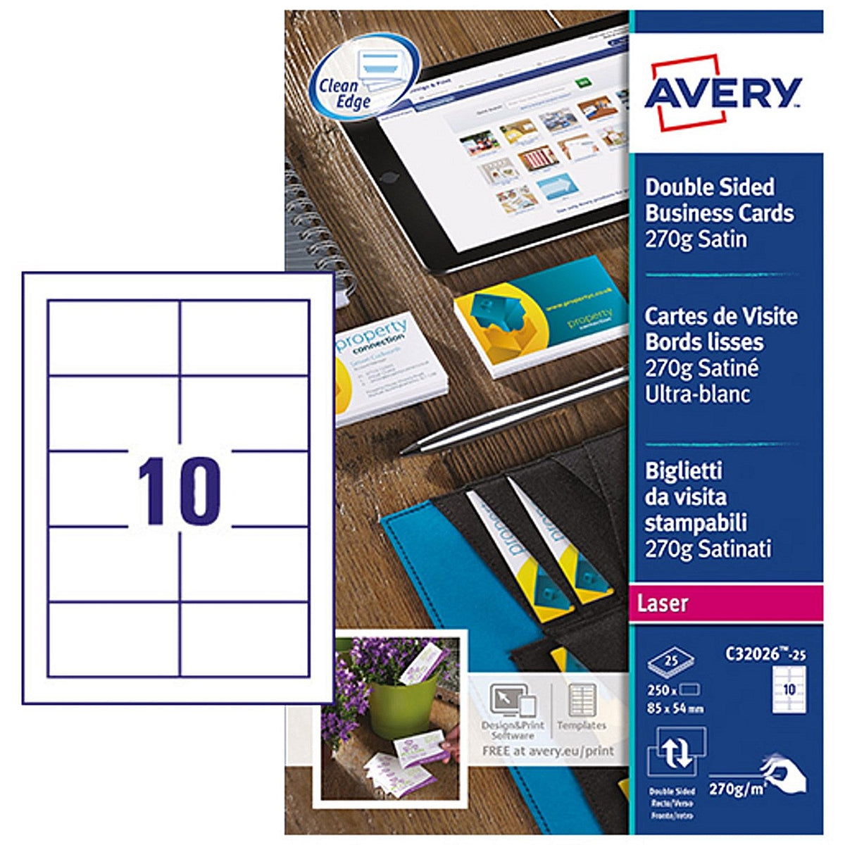 Avery Colour Laser Satin Bus Cards (Pack 250) – Easy2order.co.uk