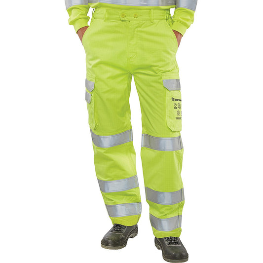 Beeswift High Visibility Trousers, Saturn Yellow, 46T Easy2Order : CARC5SY46T
