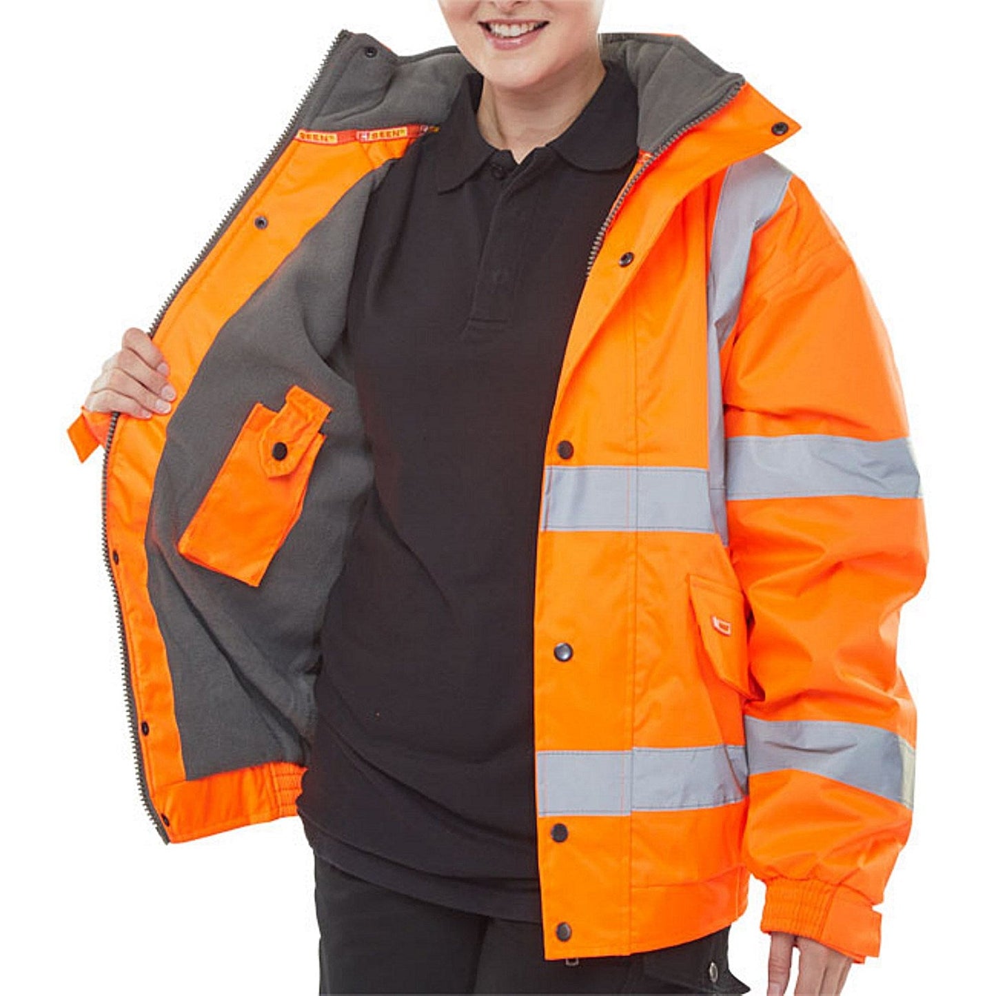 Beeswift High Visibility Fleece Lined Bomber Jacket, Orange, XL