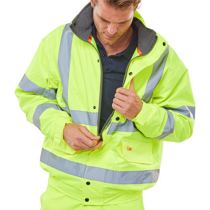 Beeswift High Visibility Fleece Lined Bomber Jacket, Saturn Yellow, Medium