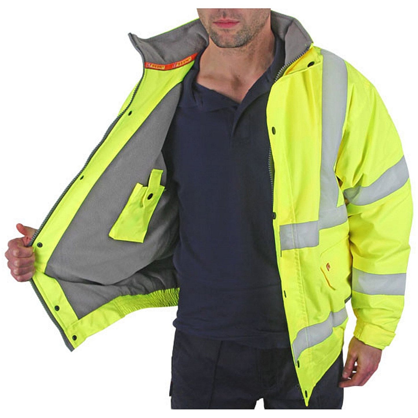 Beeswift High Visibility Fleece Lined Bomber Jacket, Saturn Yellow, Medium