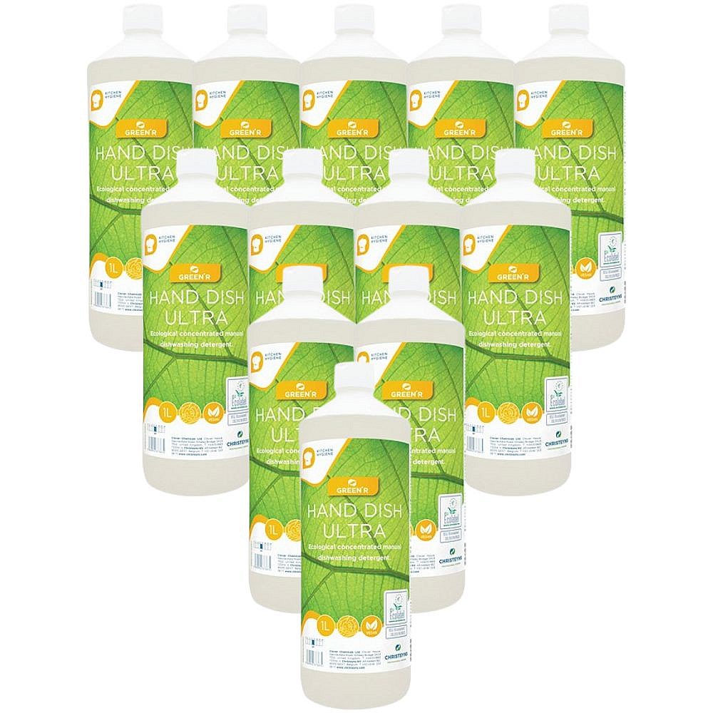 GreenR Hand Dish Ultra Ecological Concentrated Dishwashing Detergent, 1 Litre, Pack of 12