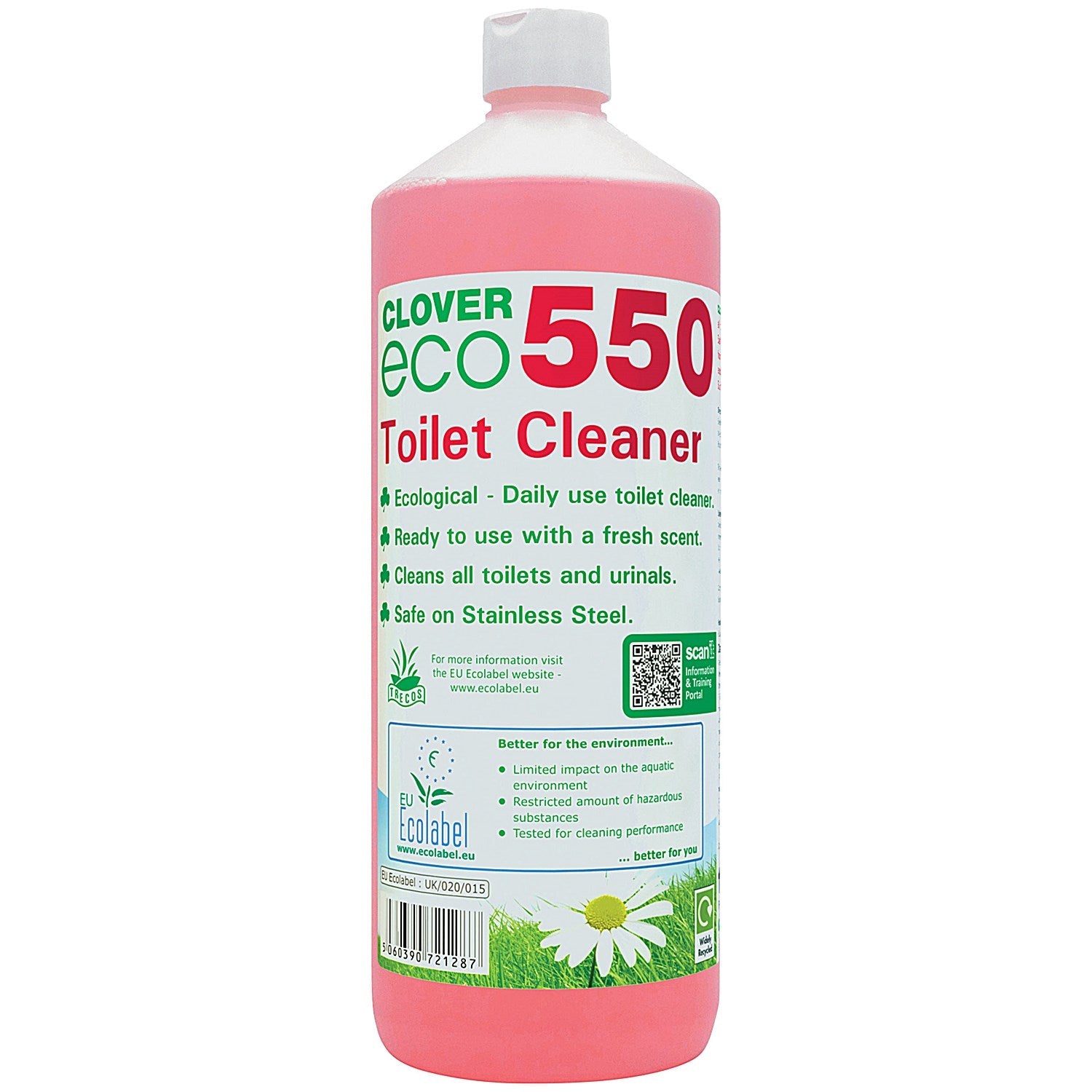 Clover ECO 550 Toilet Cleaner, 1 Litre, Pack of 12 Easy2Order : CC72129