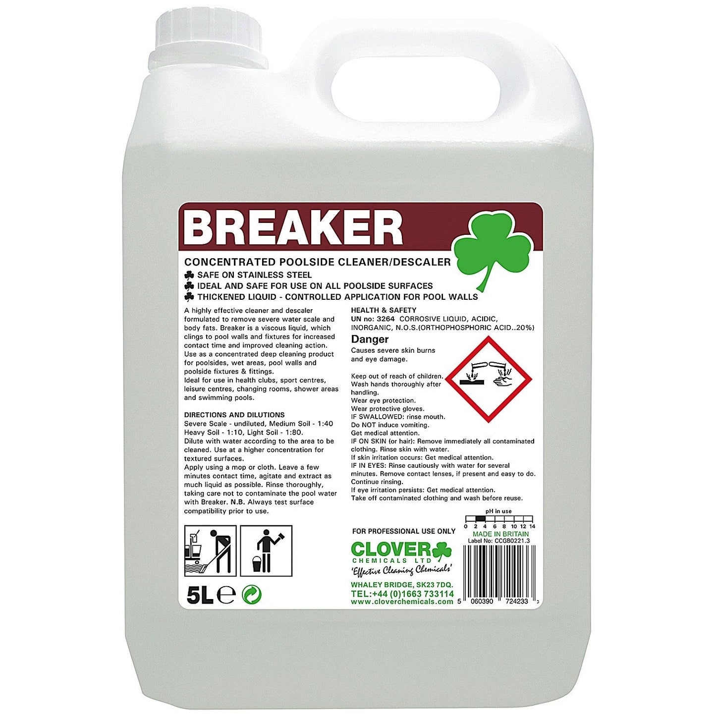 Clover Breaker Concentrated Poolside Cleaner, 5 Litres Easy2Order : CC72423