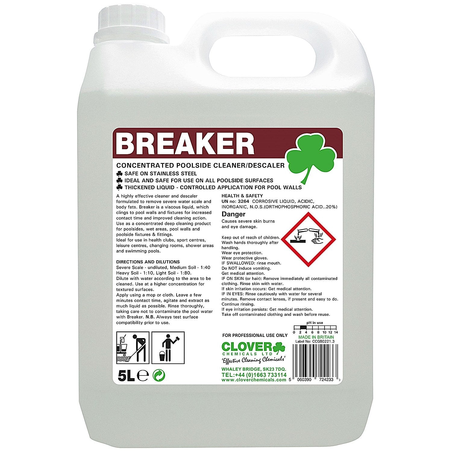 Clover Breaker Concentrated Poolside Cleaner, 5 Litres Easy2Order : CC72423
