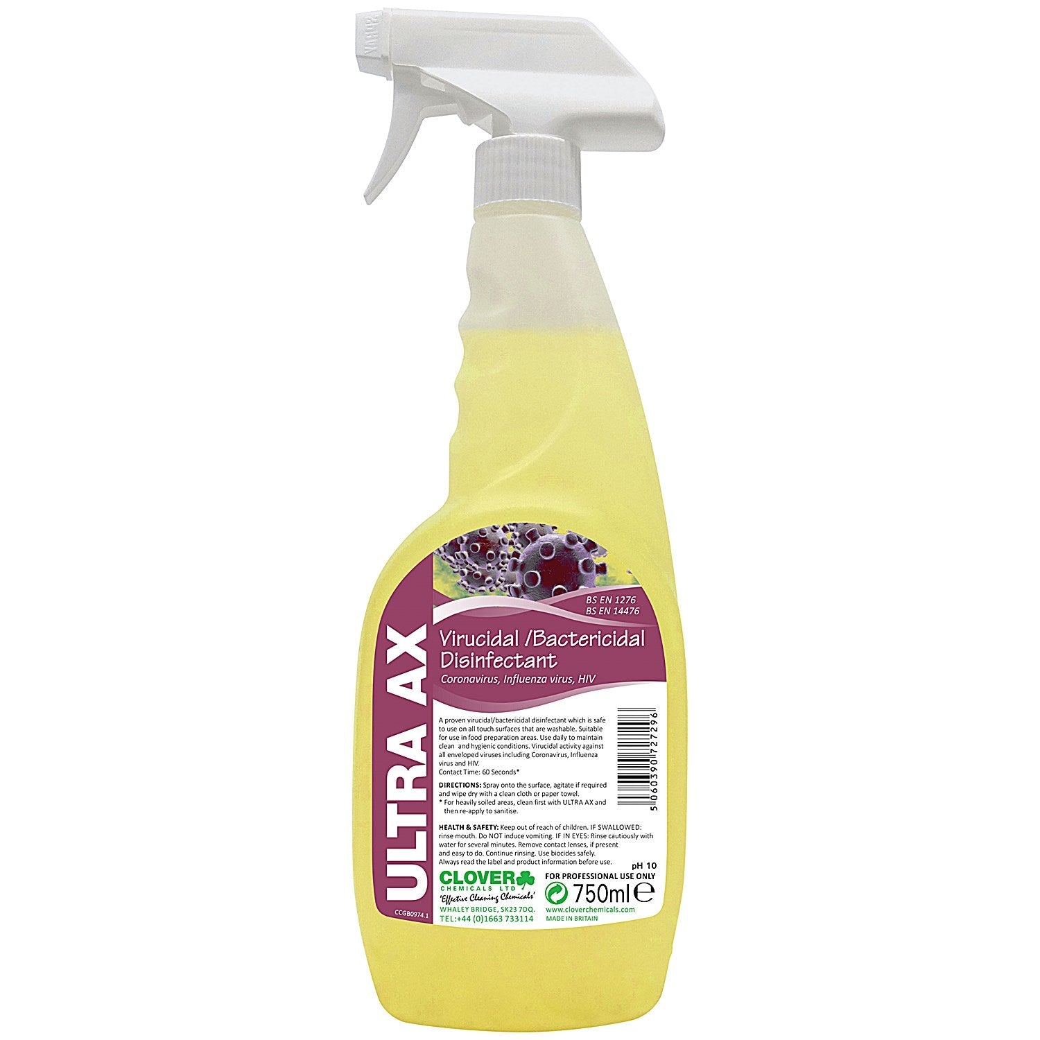 Clover Ultra AX Disinfectant Spray, 750ml, Pack of 6 Easy2Order : CC72729