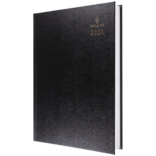 Collins A4 Desk Diary, 2 Pages Per Day, Black, 2026 Easy2Order : CD4726