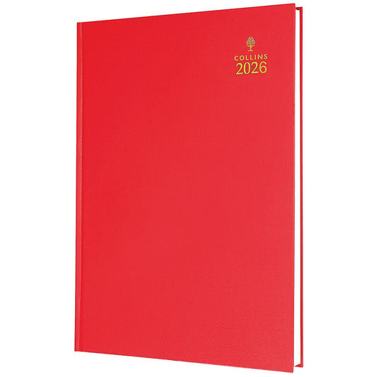 Collins A5 Desk Diary, Day Per Page, Red, 2026 Easy2Order : CD52R26