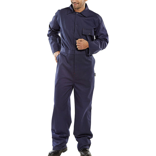 Beeswift Cotton Drill Boilersuit, Navy Blue, 46 Inch Chest