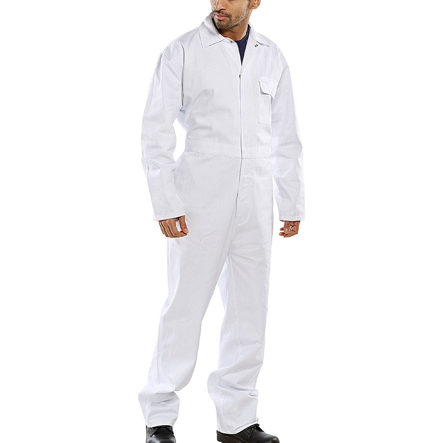 Beeswift Cotton Drill Boilersuit, White, 36 Inch Chest