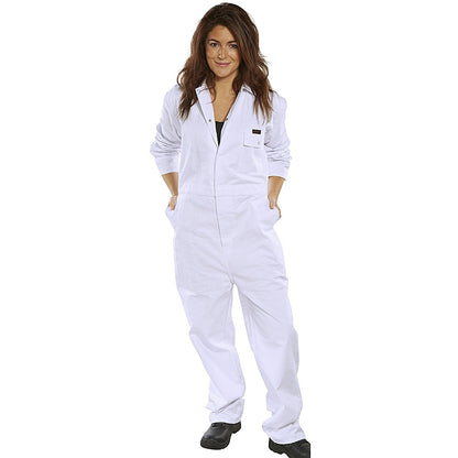 Beeswift Cotton Drill Boilersuit, White, 36 Inch Chest Easy2Order : CDBSW36
