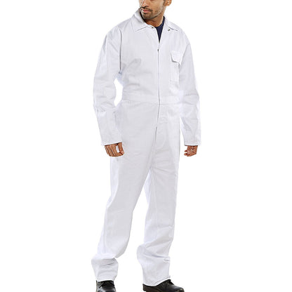 Beeswift Cotton Drill Boilersuit, White, 46 Inch Chest