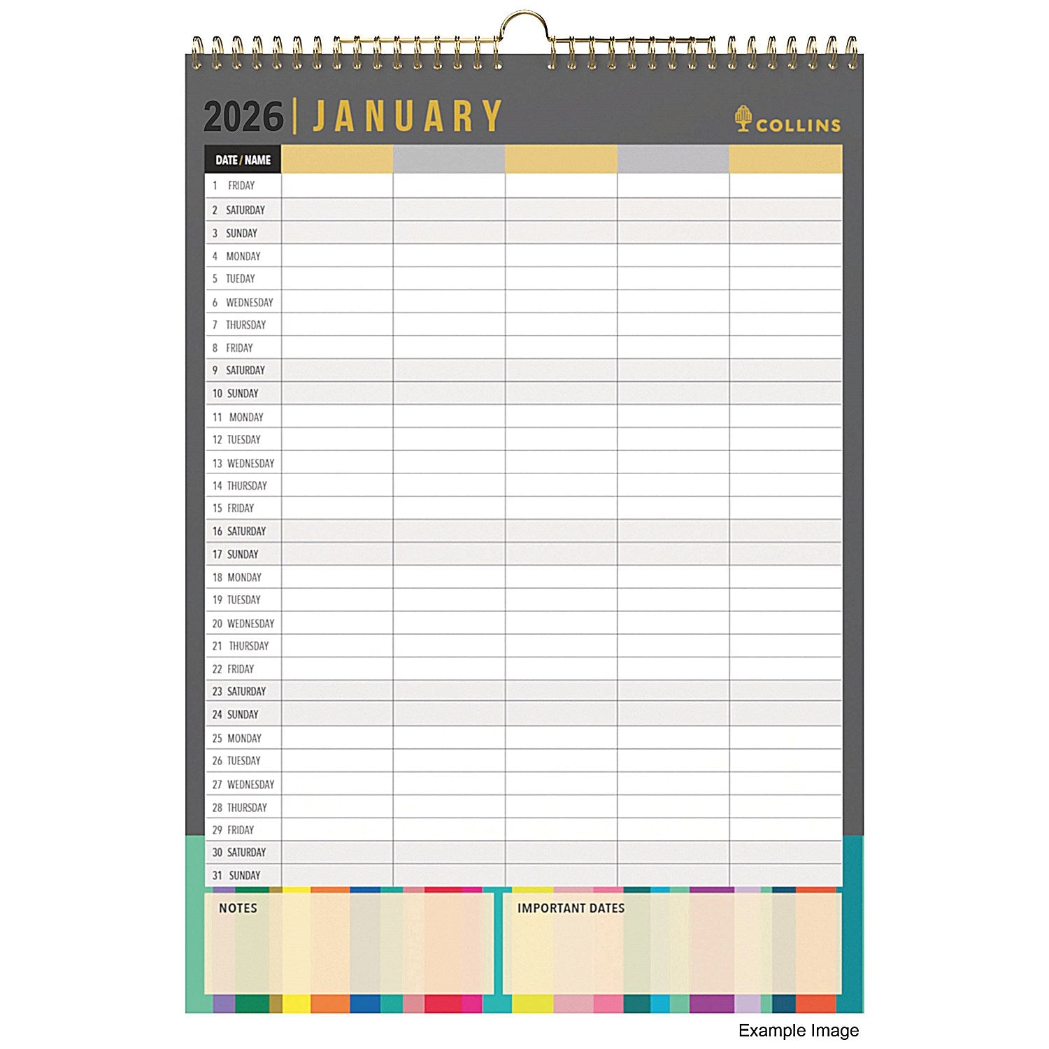 Collins Edge 2026 Wall Calendar, Month To View, A3 Easy2Order : CDEDFC13526