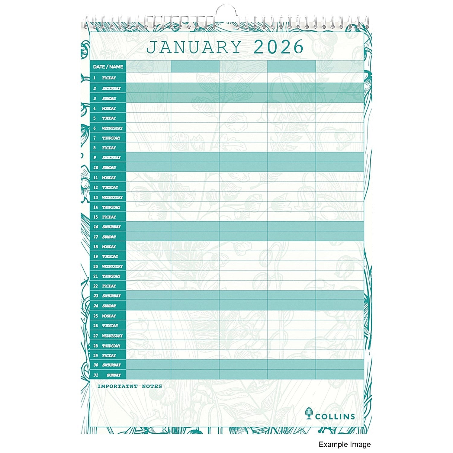 Collins Tara 2026 Wall Calendar, Month To View, A3 Easy2Order : CDTAFC13526