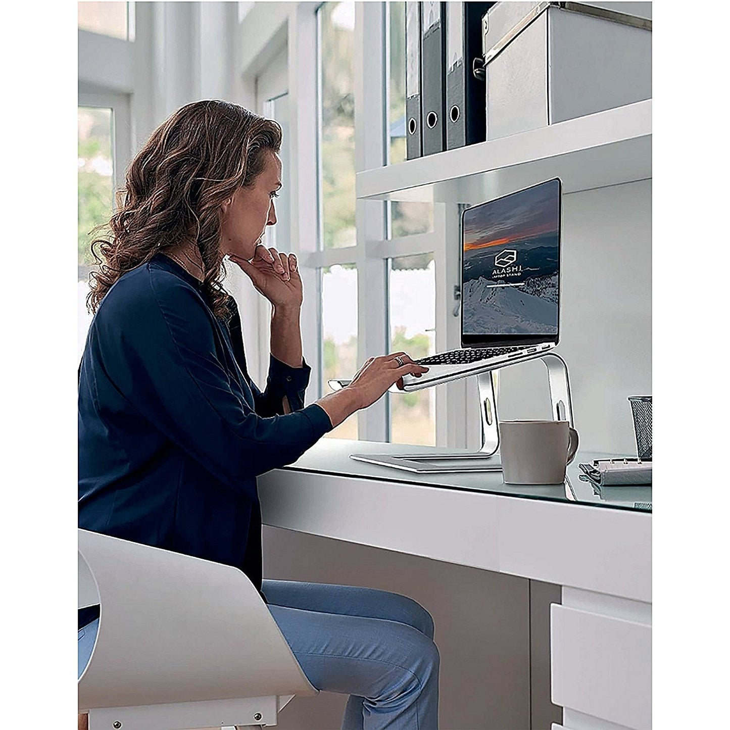 Contour Ergonomics Riser Style Laptop Stand For Laptops Up To 17 Inches Silver