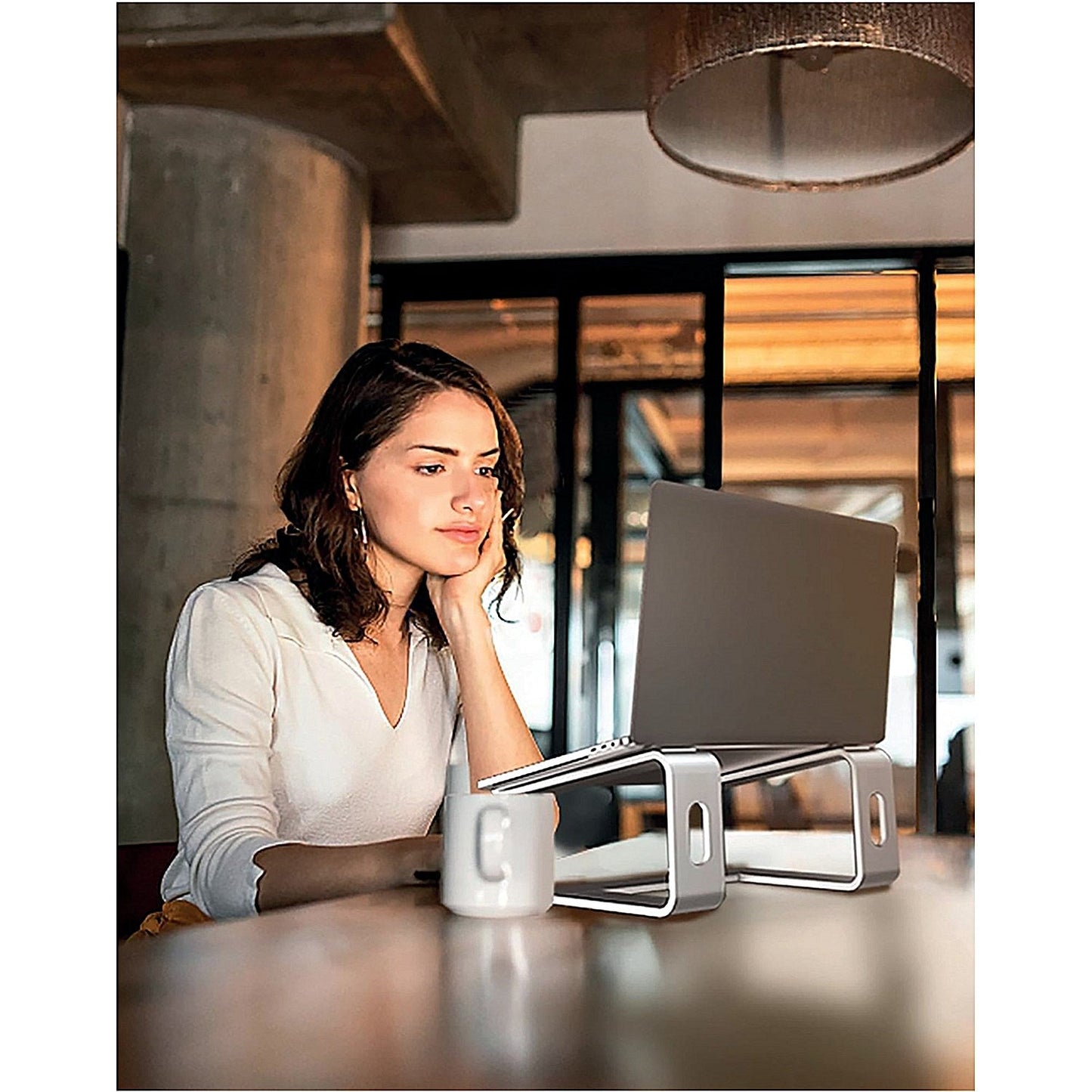 Contour Ergonomics Riser Style Laptop Stand For Laptops Up To 17 Inches Silver
