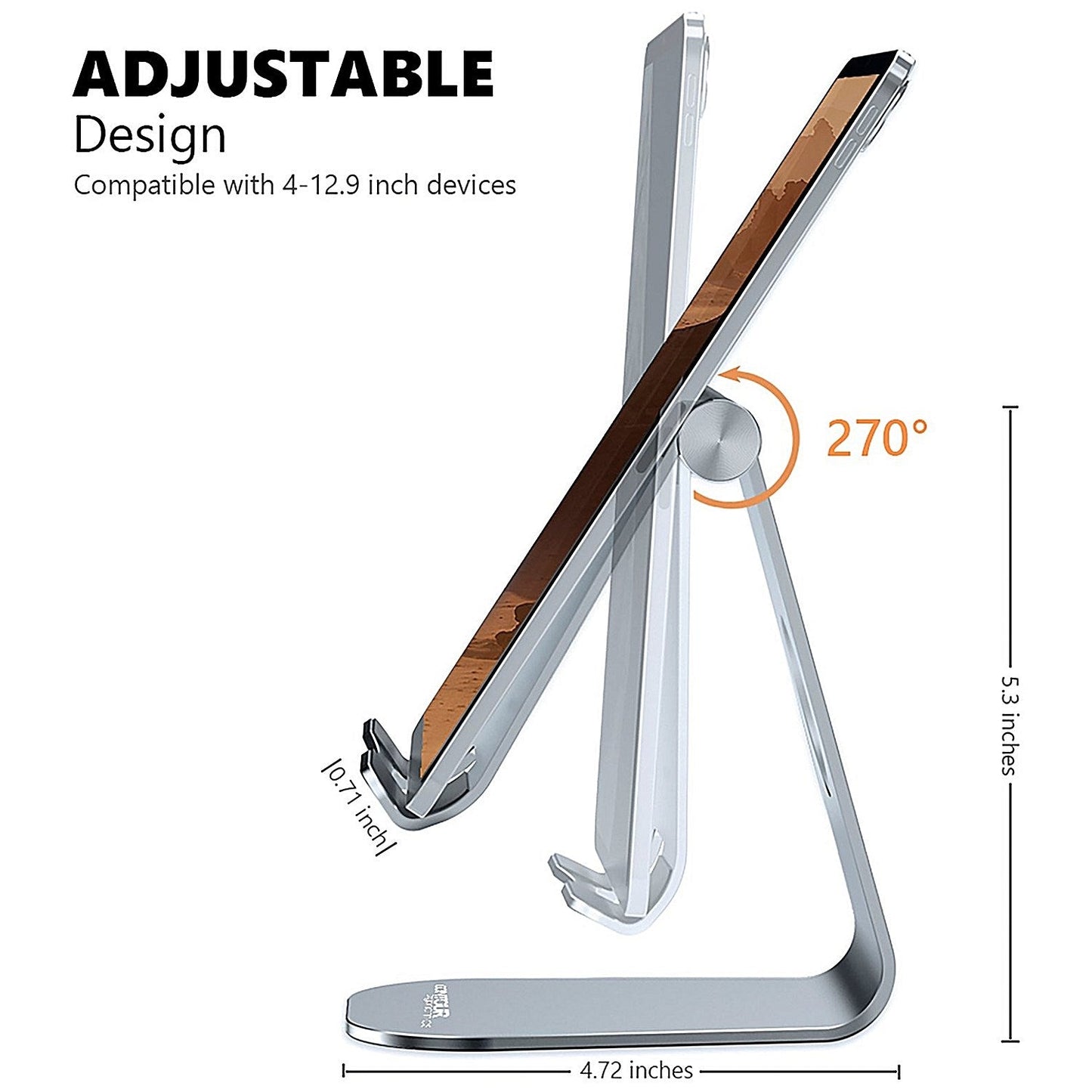 Contour Ergonomics Large Tablet/Phone Stand 4-13 Inches Silver