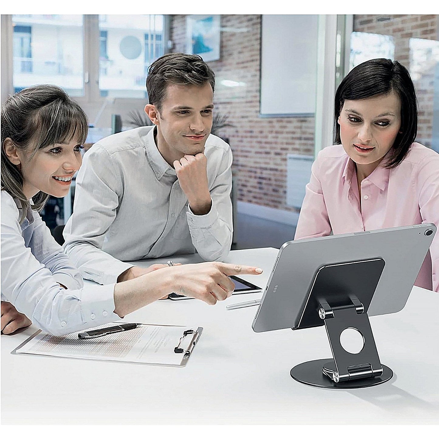 Contour Ergonomics Rotating Hinged Tilting And Rotating Tablet/Phone Stand 4-13 Inches Blk