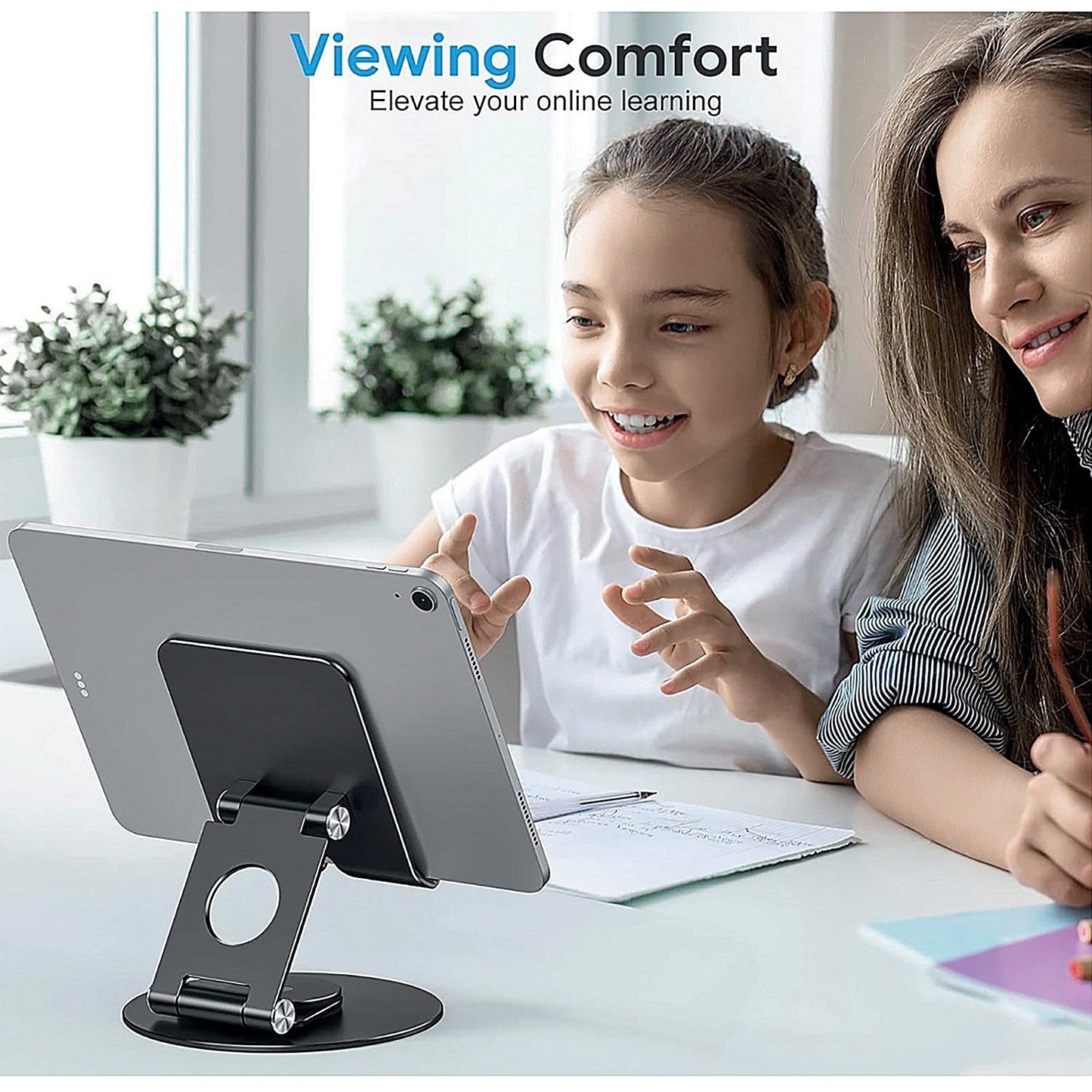Contour Ergonomics Rotating Hinged Tilting And Rotating Tablet/Phone Stand 4-13 Inches Blk