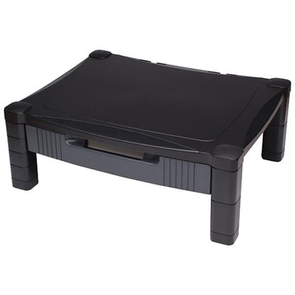 Contour Ergonomics Monitor Stand with Drawer, Adjustable Height, Black