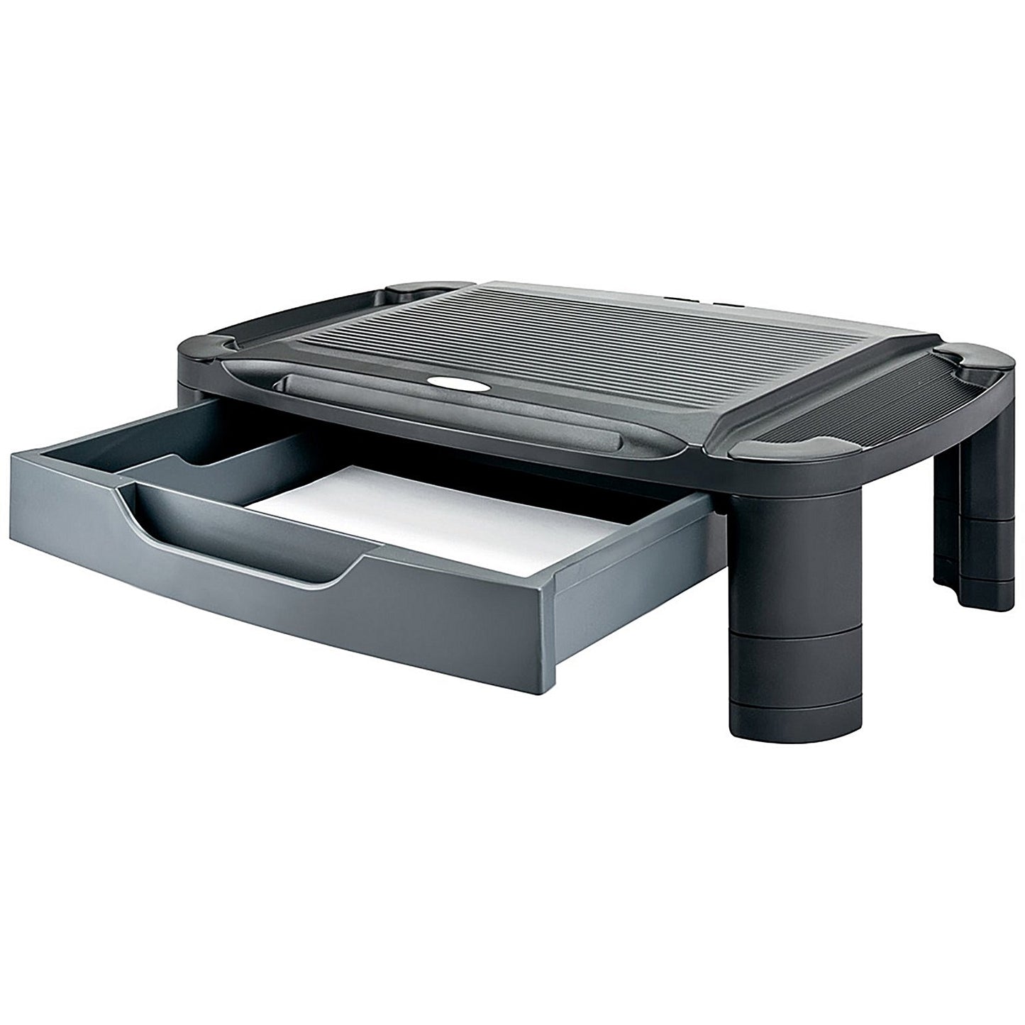 Contour Ergonomics Professional Monitor Stand with Drawer, Adjustable Height, Black
