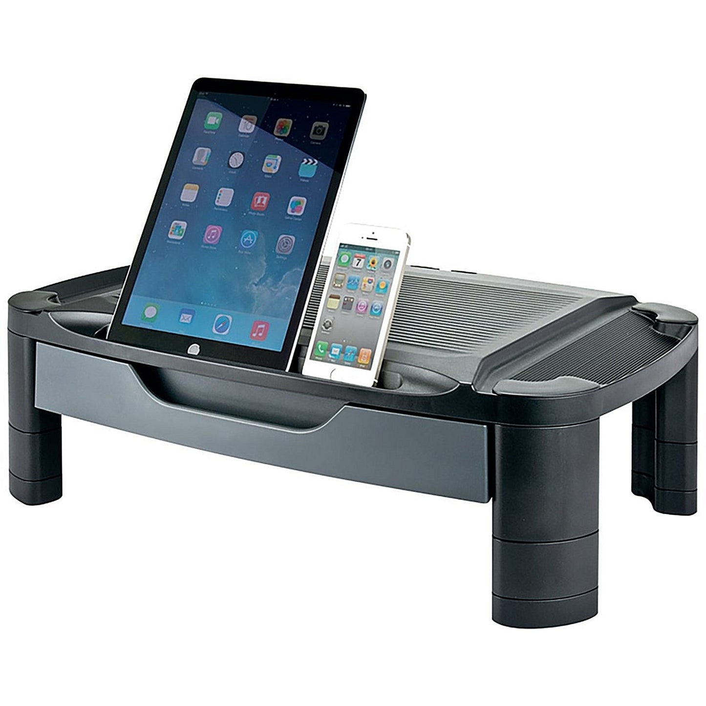 Contour Ergonomics Professional Monitor Stand with Drawer, Adjustable Height, Black