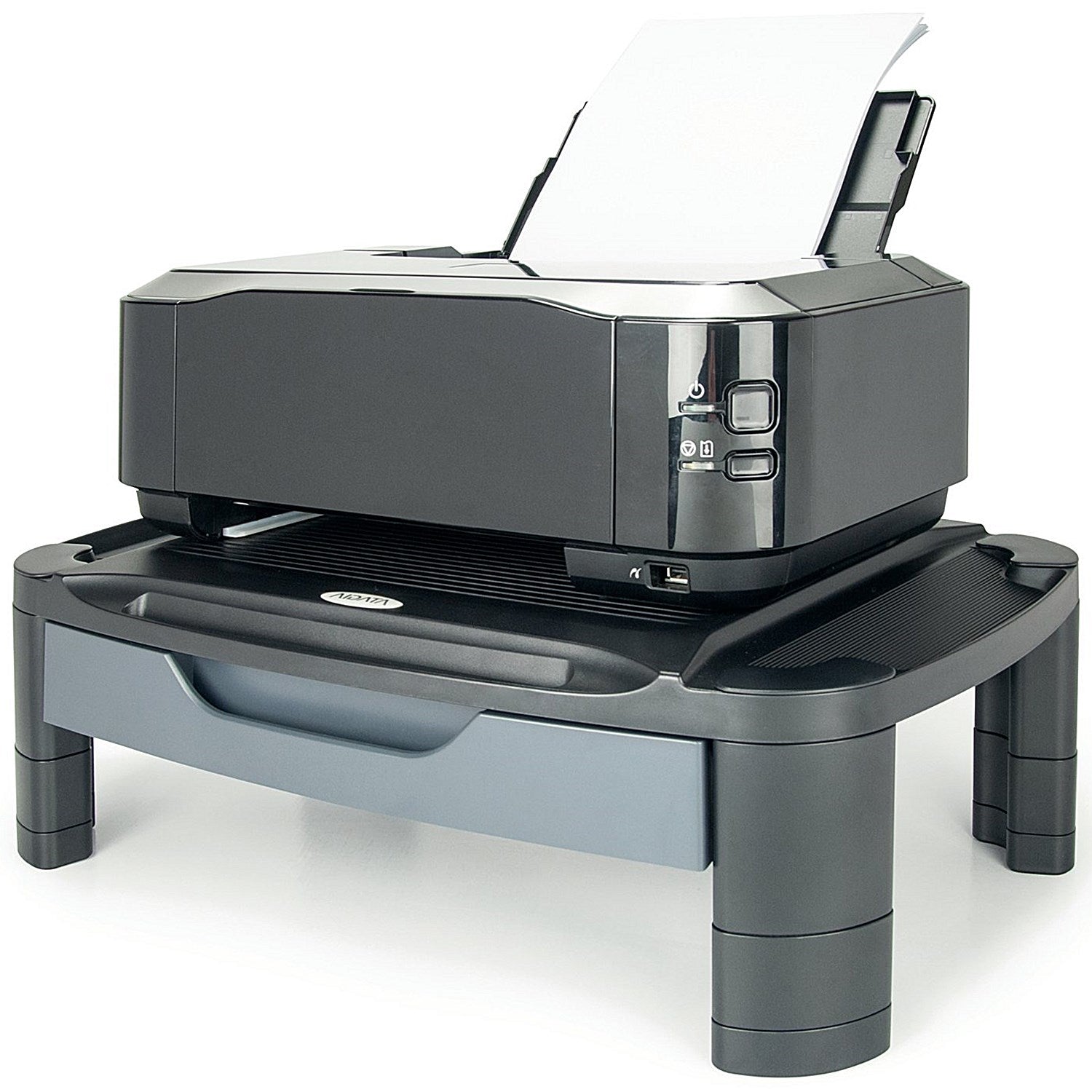 Contour Ergonomics Professional Monitor Stand with Drawer, Adjustable Height, Black
