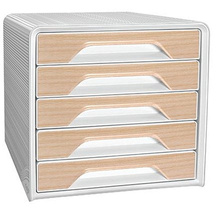 CEP Silva Smoove 5 Drawer Set, White & Beech