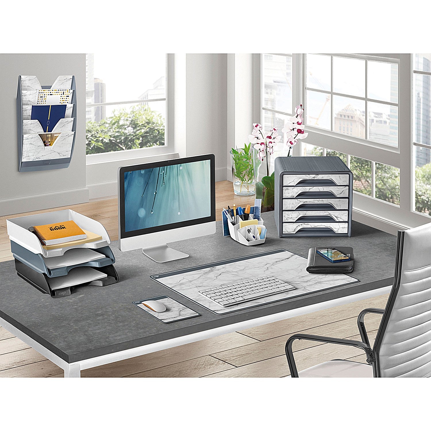 CEP Mineral Marble Smooth 5 Drawer Set, Grey