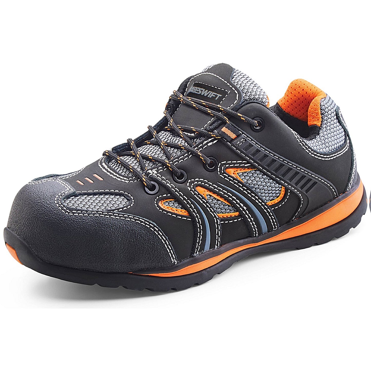 Beeswift Action Non Metallic Trainers, Black & Orange, 10.5
