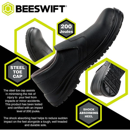 Beeswift Micro-Fibre Slip On S2 Shoes, Black, 7 Easy2Order : CF83307