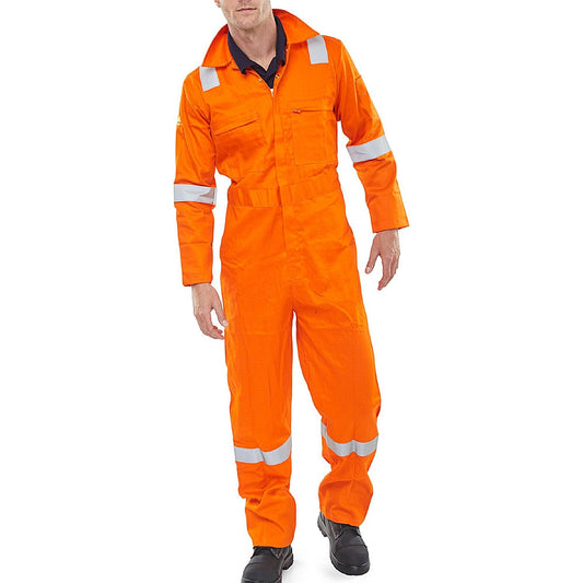 Beeswift Flame Retardant Burgan Anti-Static Boilersuit, Orange, 44 Inch Chest