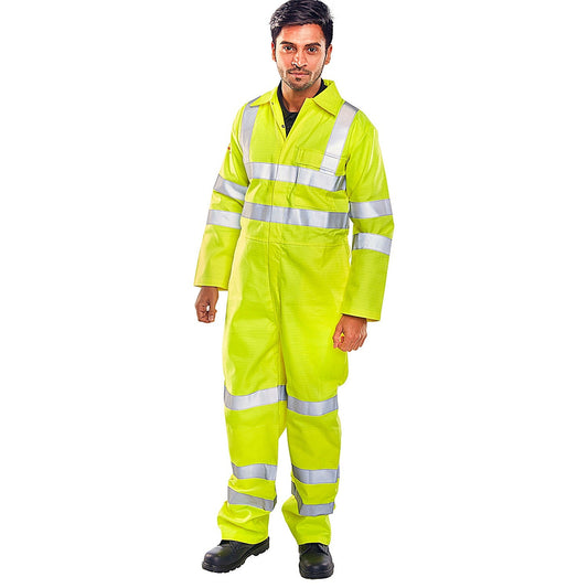 Beeswift Tesla Fire Retardant Anti-Static EN471 Boilersuit, Saturn Yellow, 48 Inch Chest