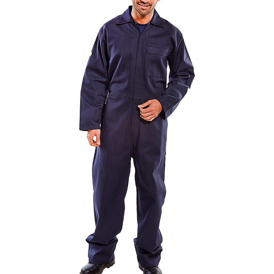Beeswift Fire Retardant Boilersuit, Navy Blue, 40 Inch Chest