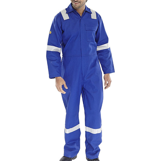 Beeswift Fire Retardant Nordic Design Boilersuit, Royal Blue, 40 Inch Chest