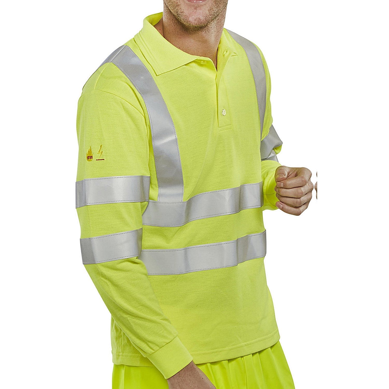 Beeswift Fire Retardant Hi-Vis Anti Static Polo Shirt, Long Sleeve, Saturn Yellow, 2XL Easy2Order : CFRHVPSLSASXXL