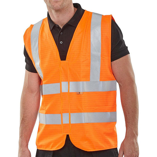 Beeswift Fire Retardant Hi-Vis Waistcoat, Orange, Small Easy2Order : CFRWCORS
