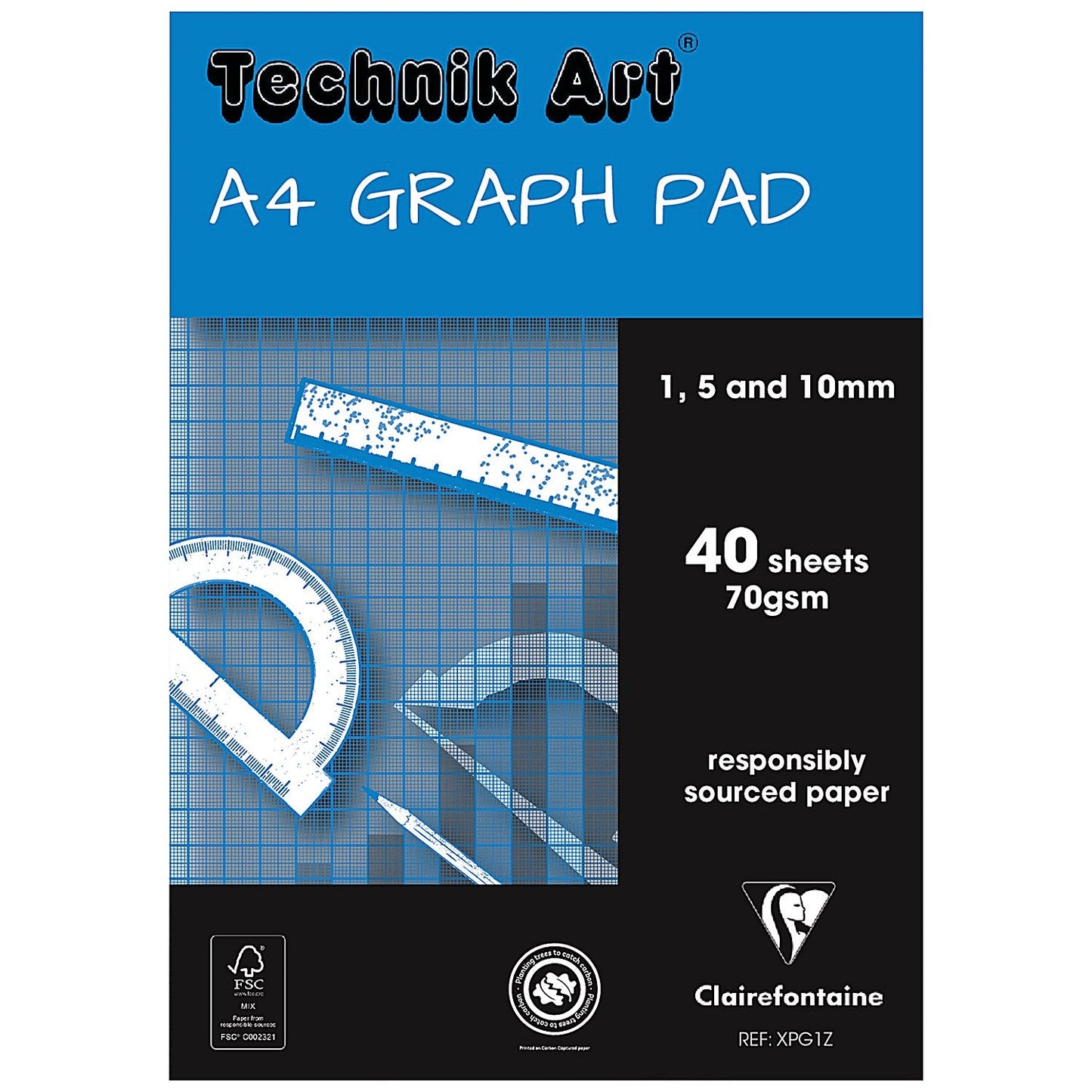 Clairefontaine Technik Art 110mm Graph Pad, A4, 70gsm, 40 Sheets Easy2Order : CH21021