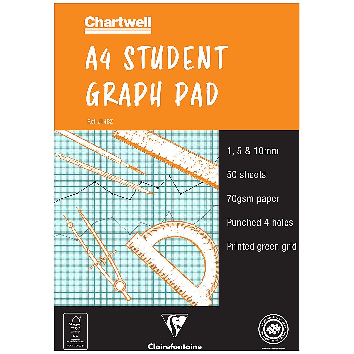 Chartwell Graph Pad, A4, 50 Sheets Easy2Order : CHJ14B