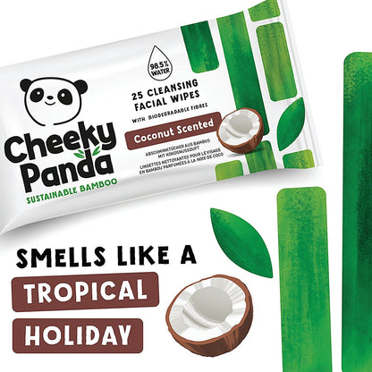 Cheeky Panda Bamboo Facial Cleansing Wipes 25 Wipes Coconut (Pack of 6)