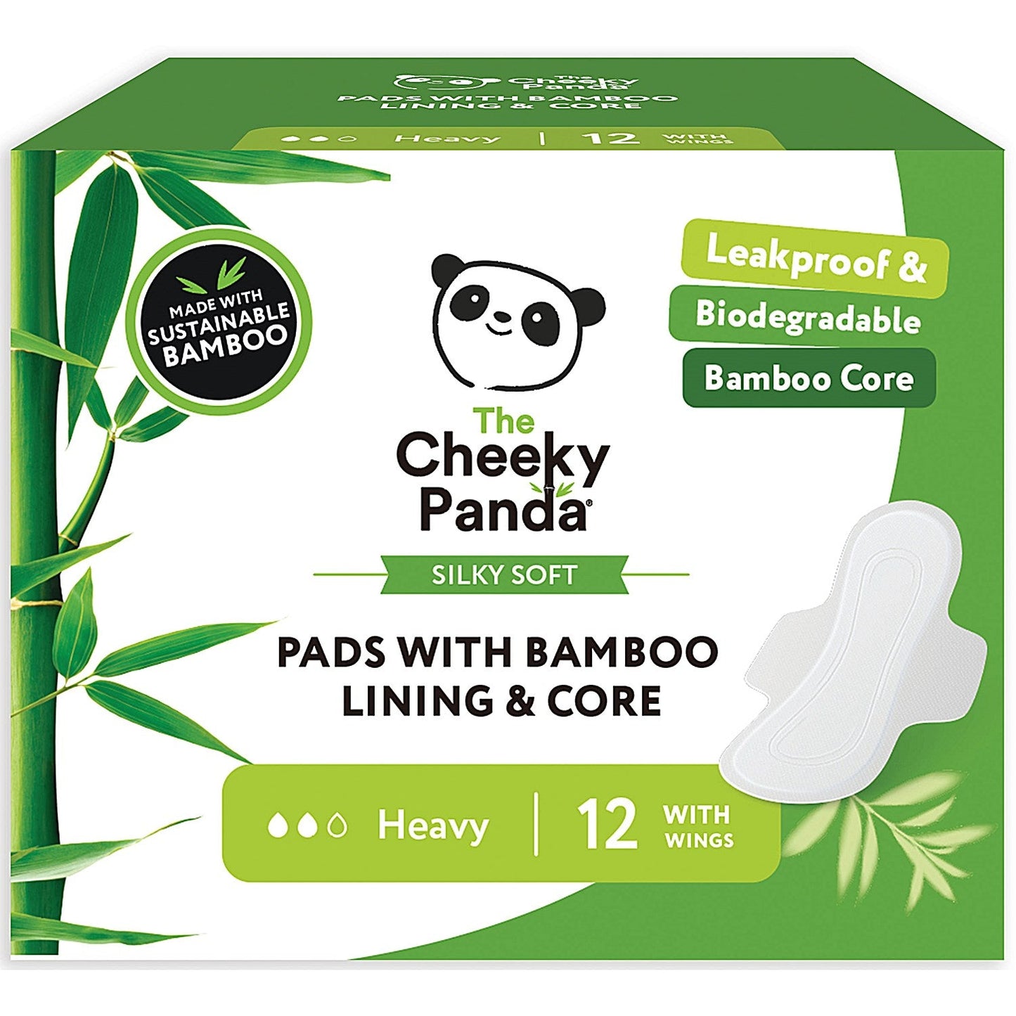 Cheeky Panda Pads with Bamboo Lining + Core, Heavy, Pack of 72 Easy2Order : CHK63153