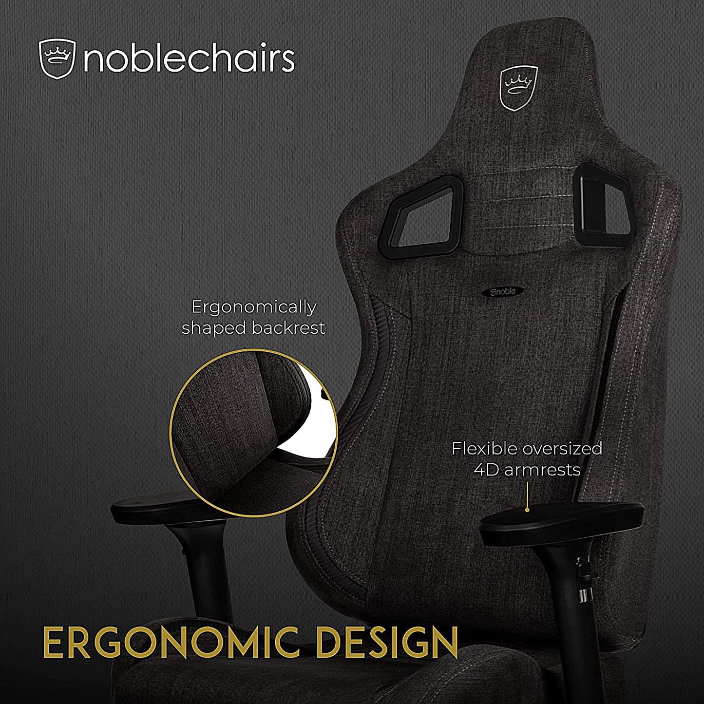 Noblechairs Epic TX Gaming Chair, Fabric, Grey