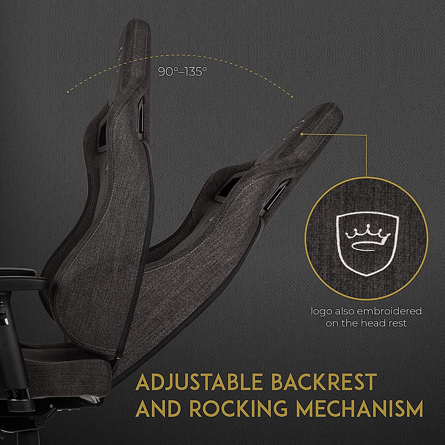 Noblechairs Epic TX Gaming Chair, Fabric, Grey